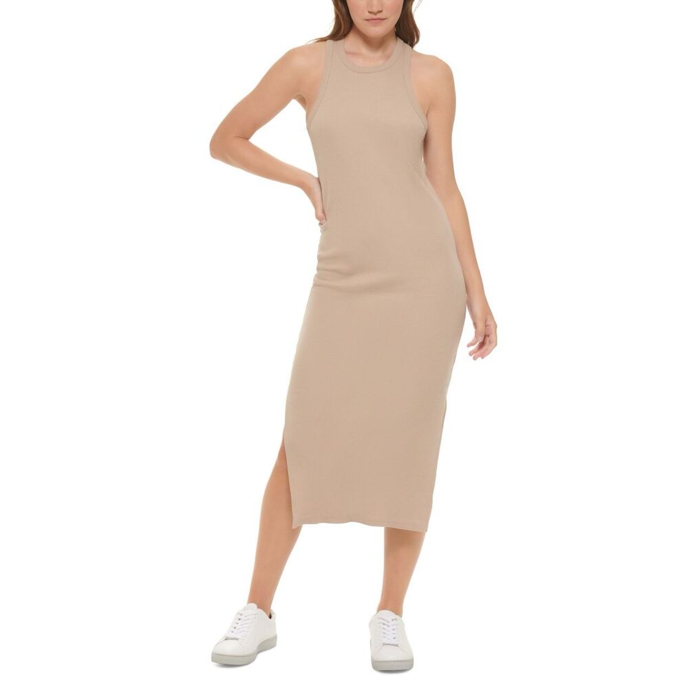 Calvin Klein Jeans Sleeveless Racerback Long MIDI Dress - Suede Size L